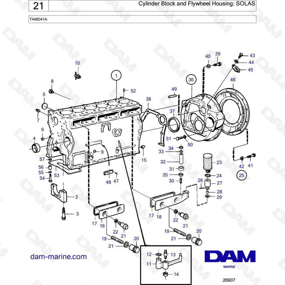 Spare parts and exploded views for Volvo Penta TAMD41A